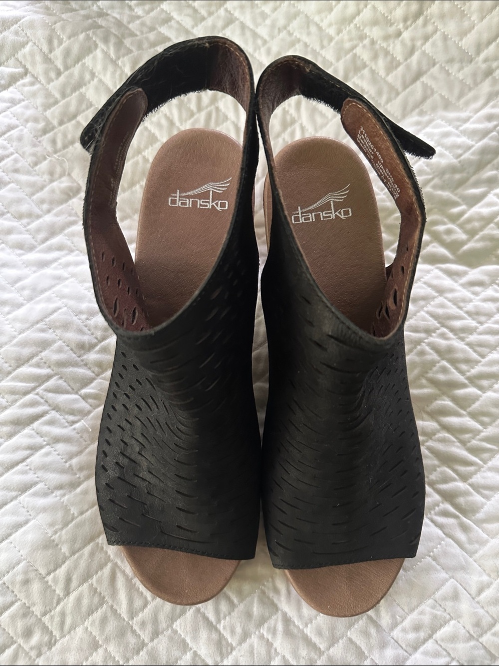 Dansko Black Perforated Leather Slingback Mules
